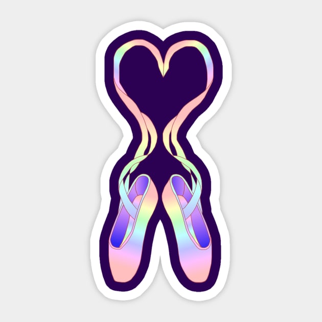 Pastel Rainbow Heart Ballerina Shoes Sticker by Art by Deborah Camp